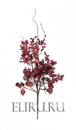 Веточка с ягодами Красная в снегу 43 см